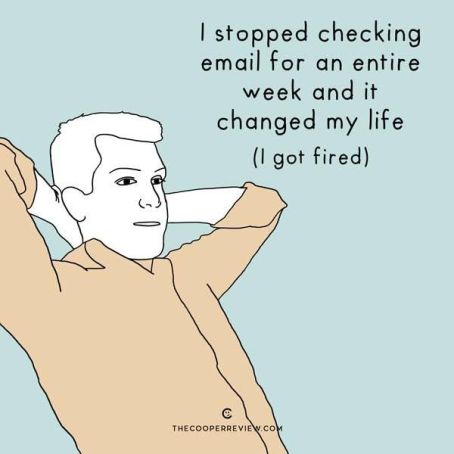 A cartoon about not checking email for a week